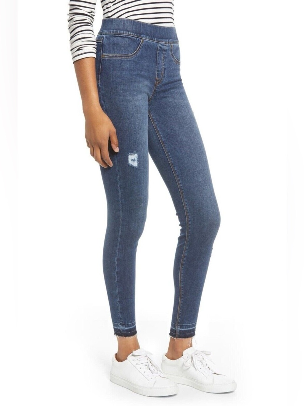 Spanx Blue 20203R Distressed Ankle Skinny Women Jeans Sz M NWT